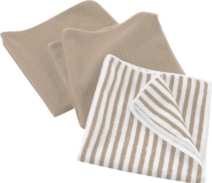 Produktbild Douceur D'intérieur 3 Geschirrtücher Mikrofaser, beige uni, Streifen, 40 x 40 cm (40 x 40 cm)