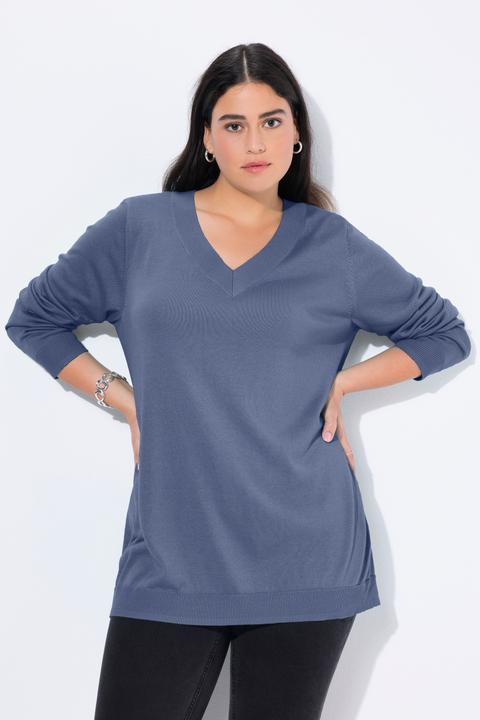 Immagine prodotto Ulla Popken Maglione in morbida maglia fine con scollo a V e maniche lunghe (62)