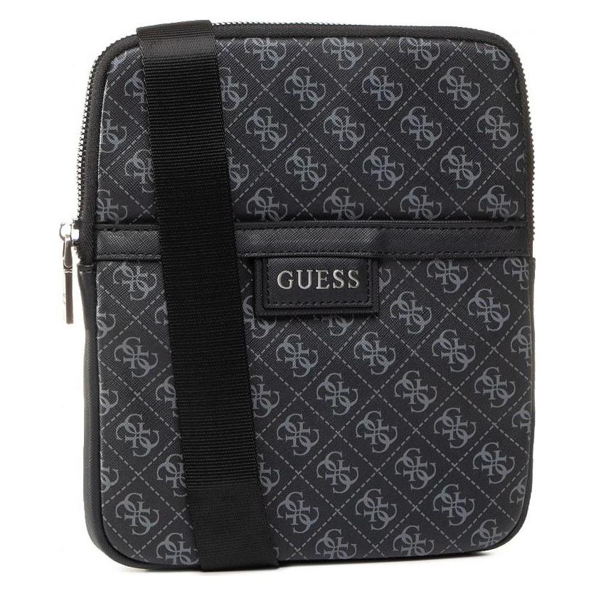 Guess, Herren, Handtasche, Dan, Flat Top Zip, Textile Crossbody Bag, Black, For Men, Schwarz