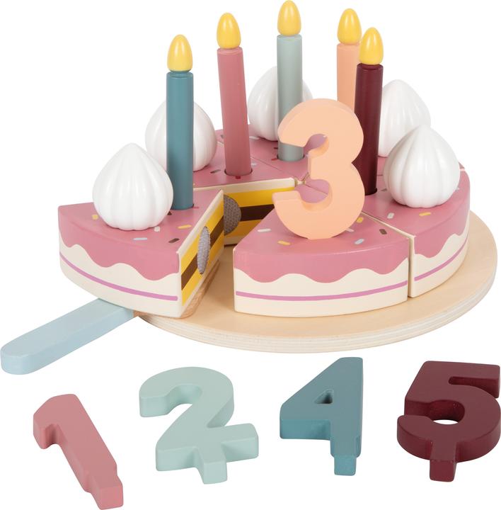 Actual product image small foot Slicable wooden birthday cake, 18 pieces.