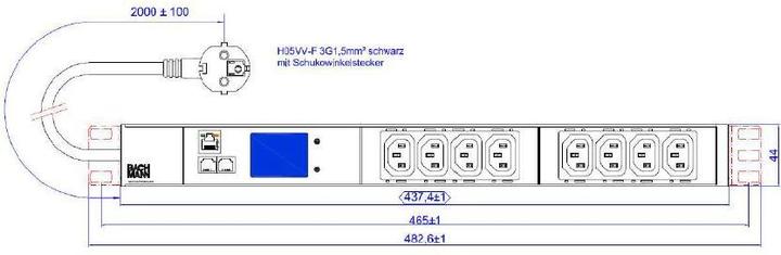 Produktbild Bachmann Bach 19" PDU im HE 8-fach IEC320 C13 2m Monitored TCP/IP