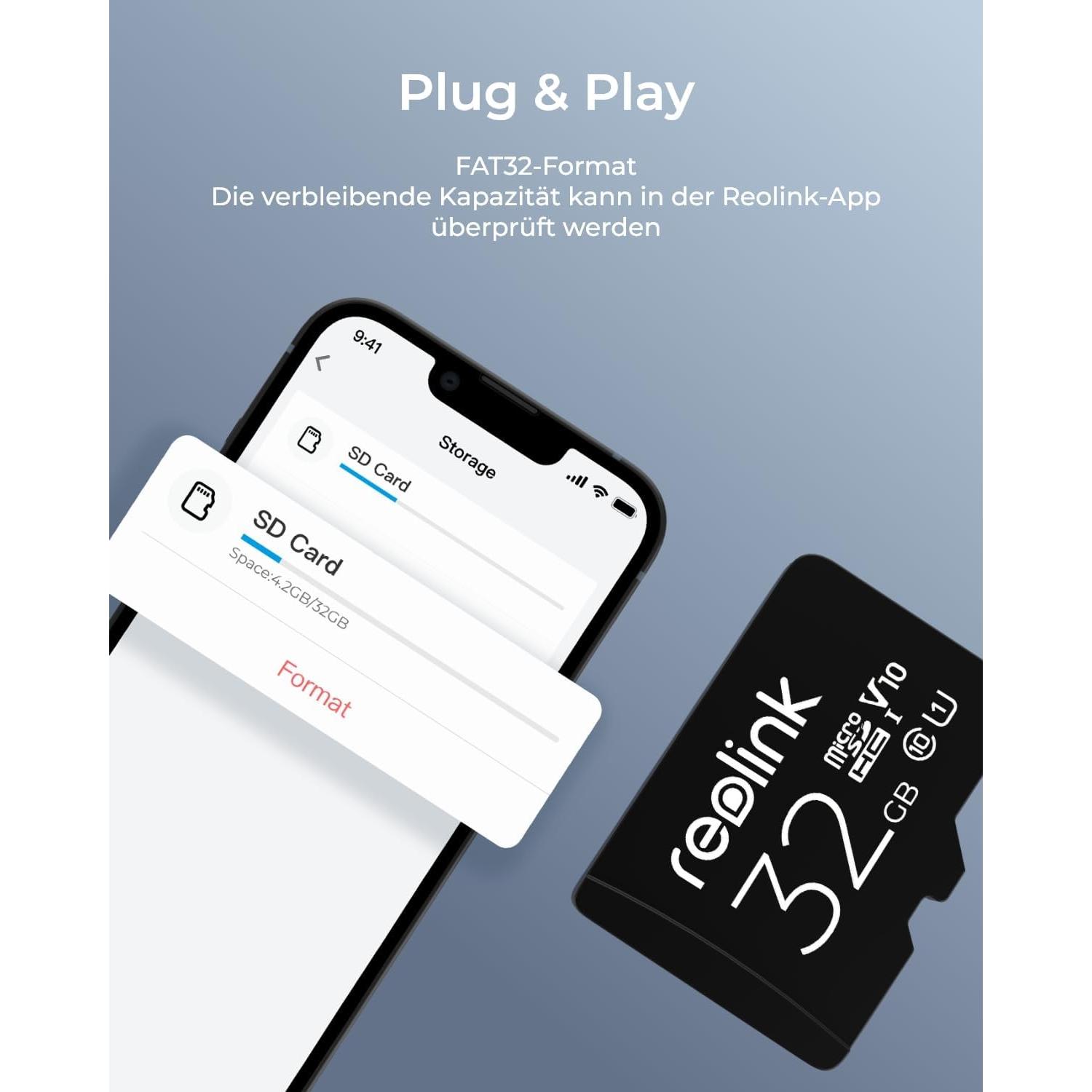 Thumbnail - Reolink MicroSD (32 GB, microSD, U3), Speicherkarte, Schwarz