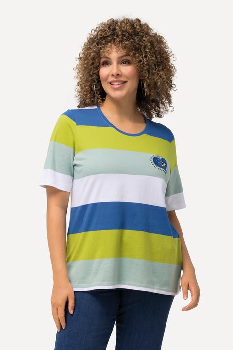 Produktbild Ulla Popken T-Shirt, Ringel, Herz-Stickerei, Rundhals, Halbarm (46, 48)