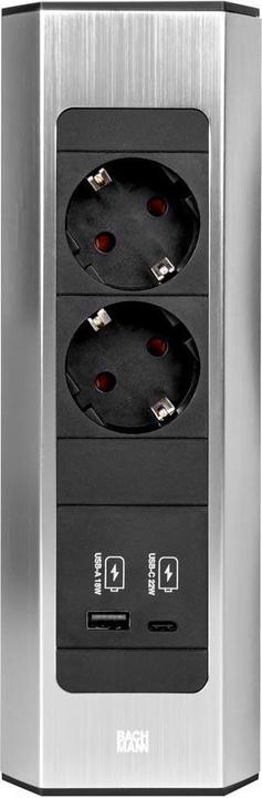 Image du produit Bachmann CASIA 2 2xCEE7/3 1xUSB A/C 22W 2,0m AEH aspect inox (2 x, CEE 7/3, 2 m)