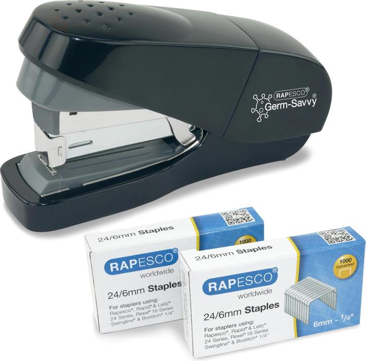 Actual product image Rapesco Flat stapler ECO Less Effort, black Stapling capacity: 35 sheets, insertion depth: 52 mm, for staple (35 Sheets)