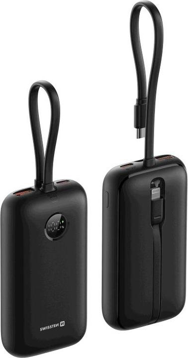 Image du produit Swissten Power Bank Voltbox 35w 10000 Mah with Built-In Cables USB-C and Lightning Black (10000 mAh, 35 W, 35 Wh)