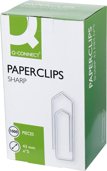 Image du produit Q-Connect Trombone de 43 mm de long, nickelé (1000 x)