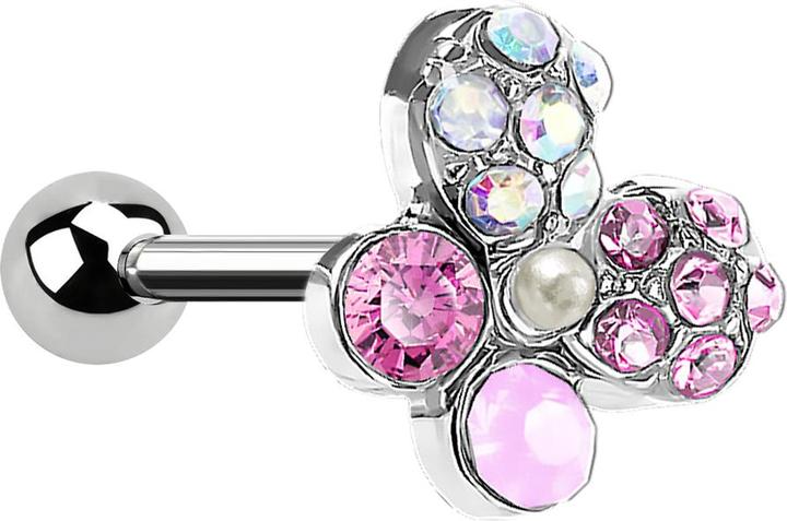 Immagine prodotto Star Piercing Micro Barbell silber Schmetterling mit Kristallen (Ottone, Acciaio chirurgico 316L)