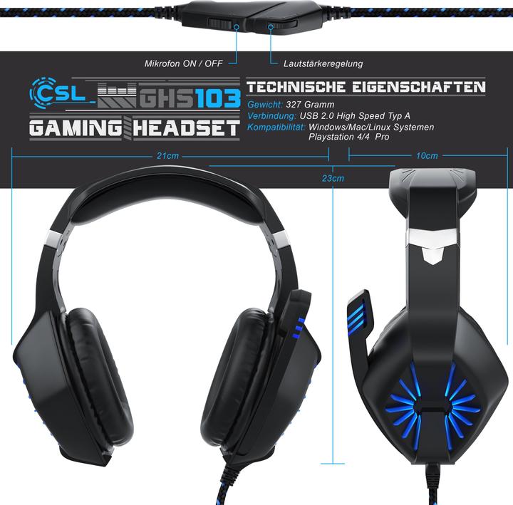 Actual product image CSL USB Gaming Headset (Cable)