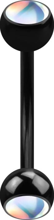 Immagine prodotto Star Piercing Micro banana nera con due sfere bianche iridescenti (senza ottone, Acciaio chirurgico 316L)