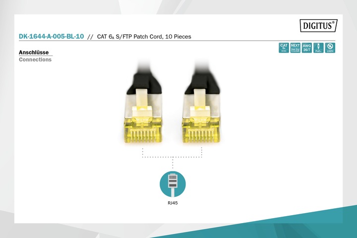 Produktbild Digitus Netzwerkkabel (S/FTP, CAT6a, 0.50 m)