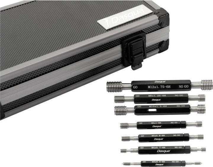 Actual product image Dasqua 6311-3202 7-piece thread gauge set, go and no-go plug gauge