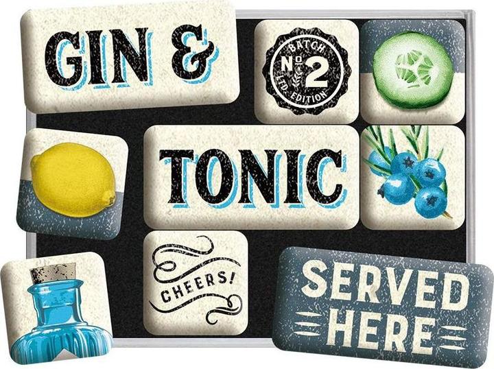 Produktbild Nostalgic-Art Merchandising Magnet-Set Gin & Tonic 9 Stück, Mehrfarbig (9x)