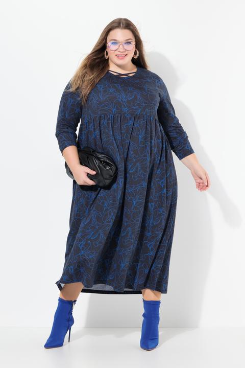 Actual product image Ulla Popken Leaf Print Long Sleeve Jersey Dress (42, 44)