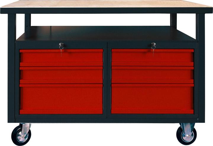 Produktbild Dema Profi-Werkbank 6 Schubladen + Rollen anthr. / rot (60 cm, 120 cm)