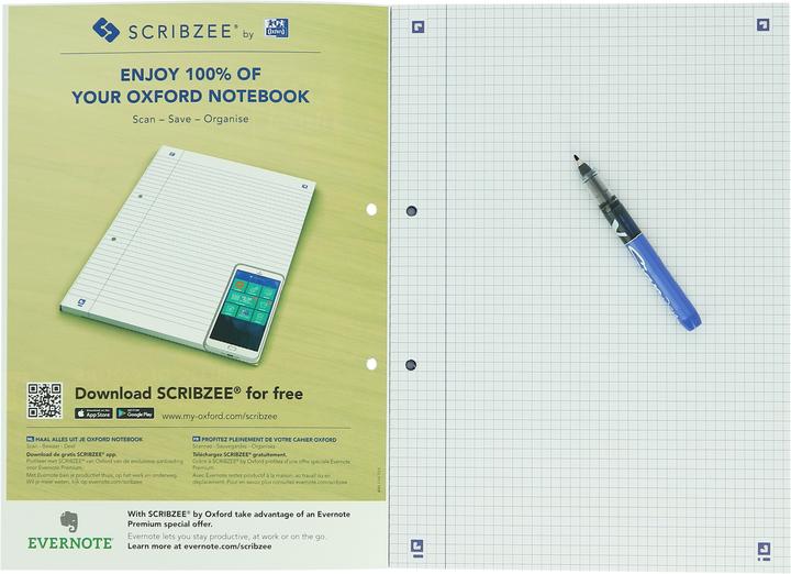 Actual product image Oxford School A4 Soft Card Cover 2 Holes Notepad 5mm Squared 200 Pages Assorted Scribzee® Compatible (A4, Checked)