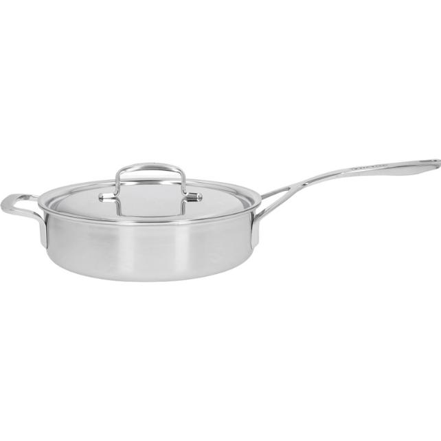 Demeyere 5 Plus Stielkasserolle nieder 24cm mit Deckel, Pfanne + Kochtopf, Silber
