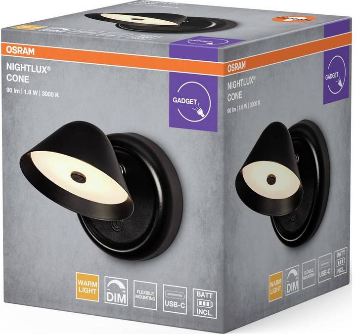 Actual product image Osram HOMELIGHTING NIGHTLUX CONE 830 DIM USB Black 4099854478789 Wandleuchte 1