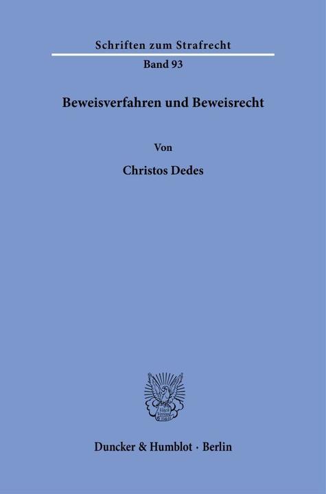 Produktbild Beweisverfahren und Beweisrecht. (Deutsch, Christos Dedes, 1992)