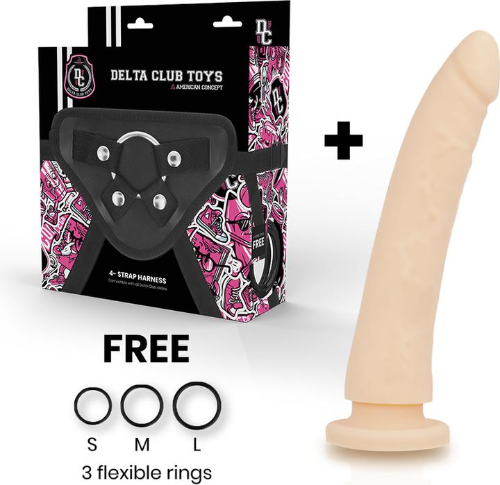 Produktbild Delta Club TOYS HARNESS + DONG FLESH SILIKON 17 CM -O- 3 CM