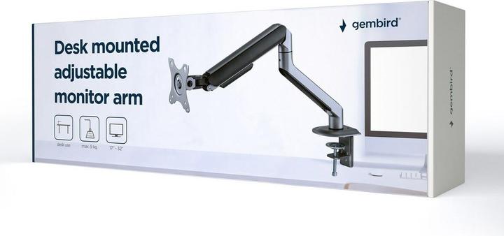Actual product image Gembird Biurkowe ramię na monitor regulowane 17-32inch obciążenie do 9kg kolor szary (Table, 32", 9 kg)