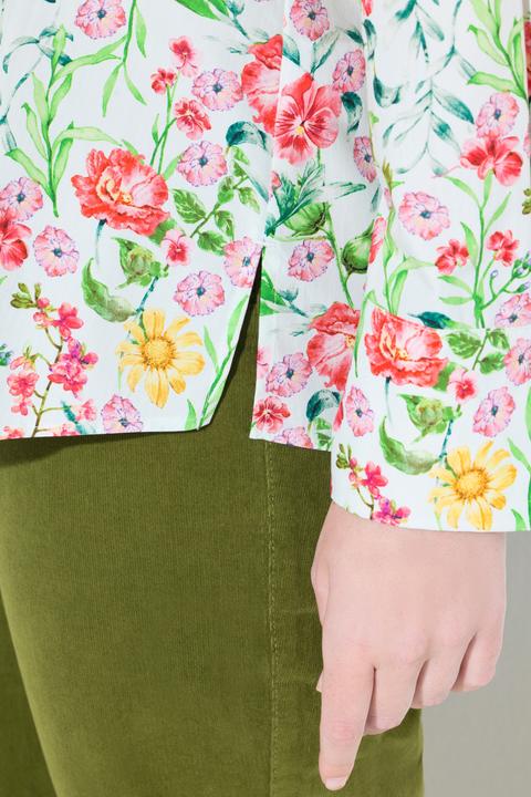 Produktbild Ulla Popken Bluse, Blüten, Kelchkragen, V-Ausschnitt, Langarm (50, 52)