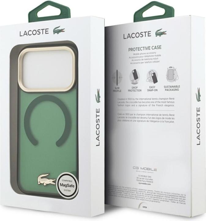 Immagine prodotto Lacoste Shockproof Transparent Frosted Gold Logo MagSafe case for iPhone 17 Pro sinople (Apple iPhone 17 Pro)