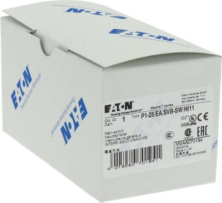 Produktbild Eaton Main switch, 3-pole + 1 NO + 1 NC, 25 A