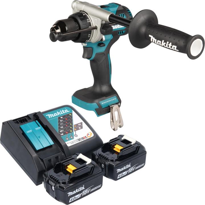 Immagine prodotto Makita DHP 492 RM Trapano avvitatore a percussione a batteria 18 V 141 Nm Brushless + 2x batteria (Batteria ricaricabile)