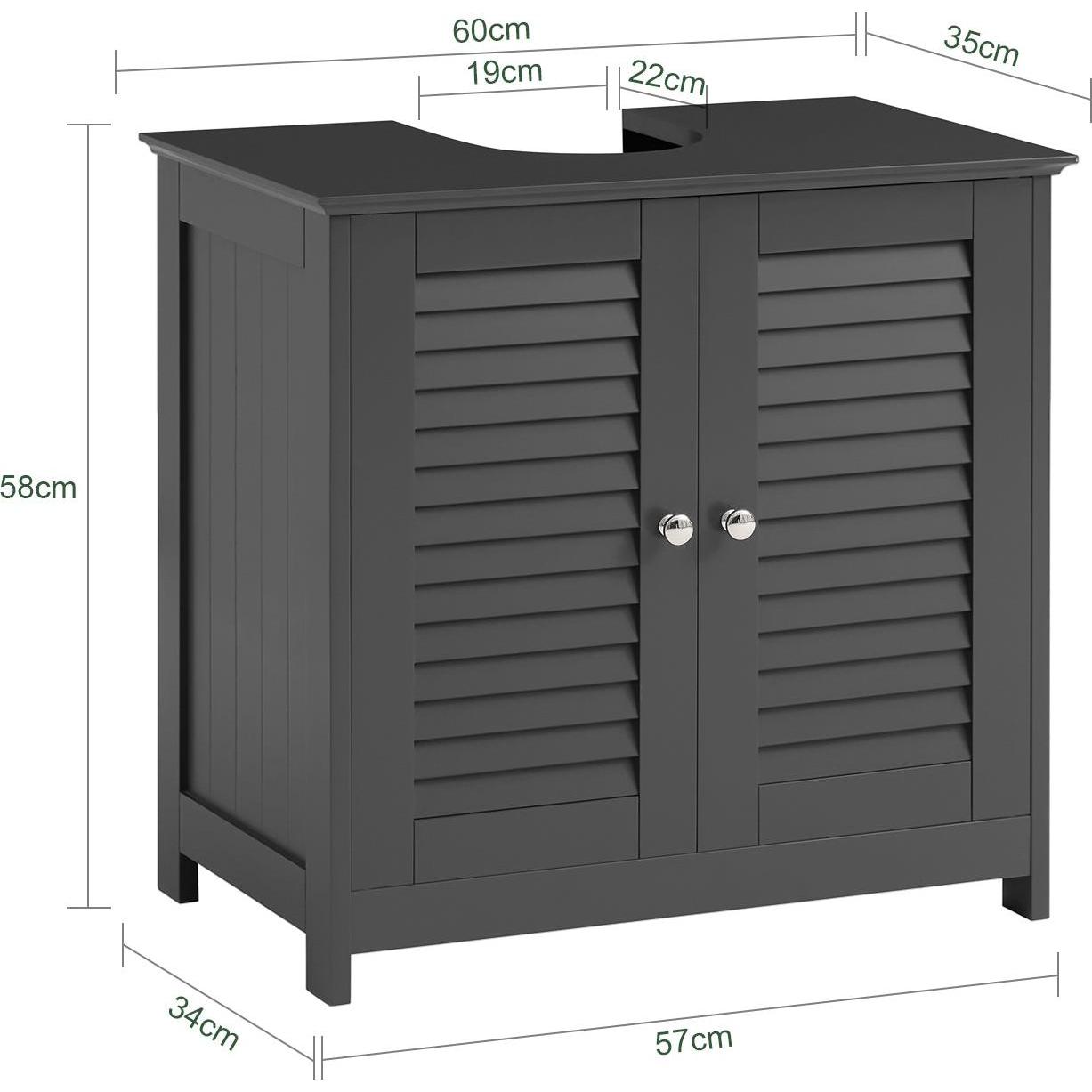 Thumbnail - SoBuy, Waschbeckenunterschrank, Waschbeckenunterschrank (60 x 35 x 58 cm)