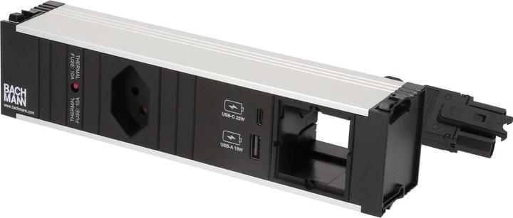 Produktbild Bachmann Einbausteckerleiste CONI, 1x T13, 1x USB A/C, 1x Custom leer (1 x, Typ 13, USB-A, USB-C, 0.20 m)