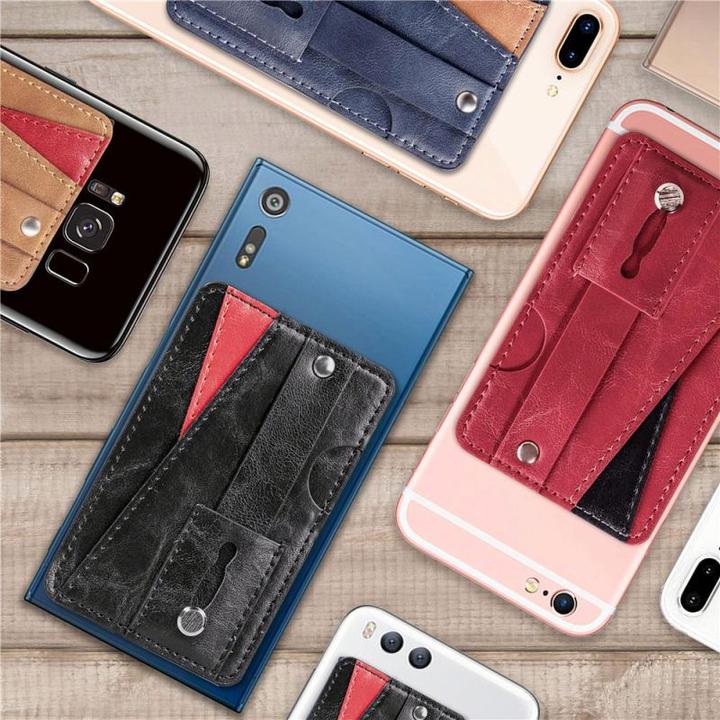 Produktbild Plutoos Card Holder Wallet Sticker Phone Ring Finger Phone Holder Stand Case-Brown