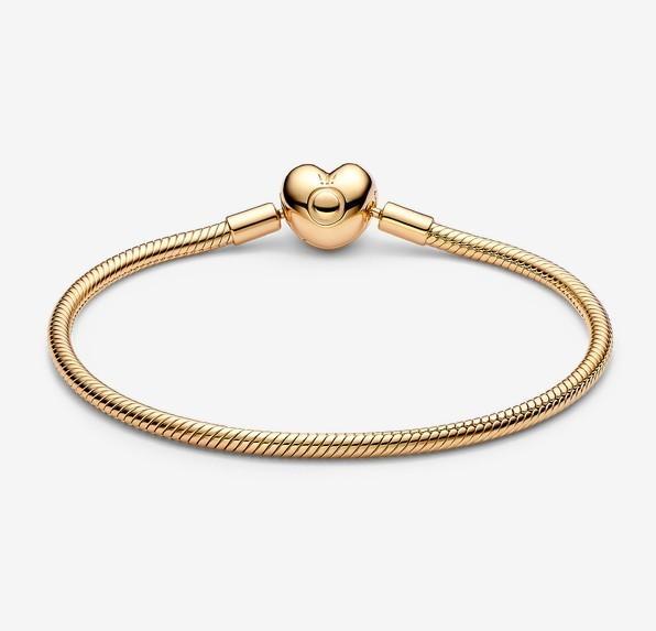 Produktbild Pandora Moments Schlangen Gliederarmband mit Herz-Verschluss (16 cm, Vergoldet)
