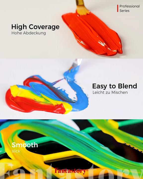 Produktbild Fantastory 24-teiliges Acrylfarben Set mit 12 Pinseln (1440 ml)