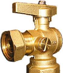 Actual product image Aalberts Vinkel valve w/aftap 32-1" (Angled connection)