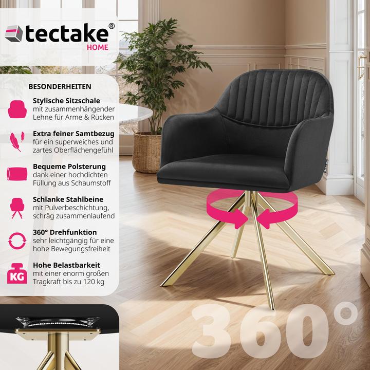 Immagine prodotto tectake Samt-Drehstuhl Lona mit dicker Polsterung