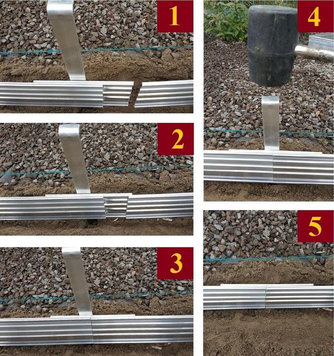 Actual product image Green Split Set of 20 ultra-strong aluminium lawn edging 14cm x 1m (20m long) | bed edging | bed edging | bed