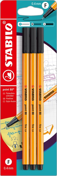 Produktbild STABILO Point 88 (Schwarzgrau, 3 x)