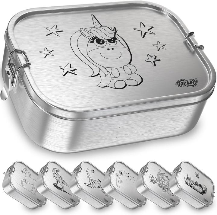 Produktbild Takeway Edelstahl Brotdose Kinder mit variablen Fächern (800ml)