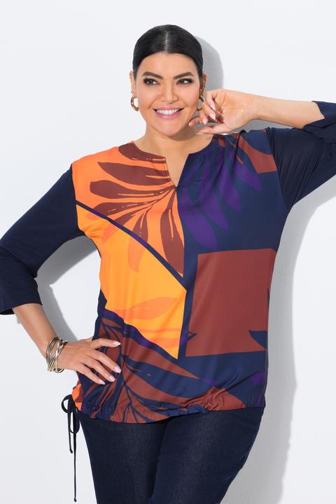 Produktbild Ulla Popken Shirt, Blätter, Oversized, Tunika-Ausschnitt, 3/4-Arm (56)