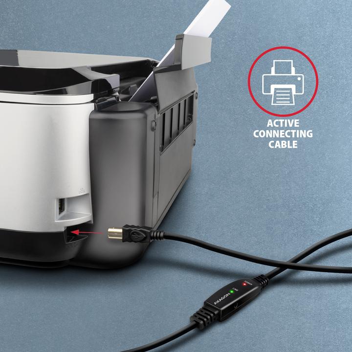 Produktbild Axagon ADR-215B aktives USB 2.0 Verbindungskabel, USB-A auf USB-B - 20m (20 m, USB 2.0)