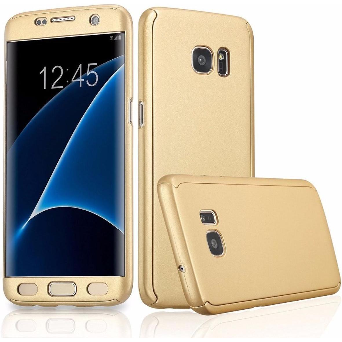 König Design Hülle Handy Schutz für Samsung Galaxy S6 Edge Full Case Cover Displayschutz Gold (Samsung Galaxy S6 Edge), ...