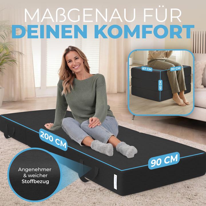 Produktbild Bestschlaf Klappmatratze, 3-teilige Faltmatratze, Reisebett, Gästematratze (Schaumstoffkern, 90 x 200 cm)