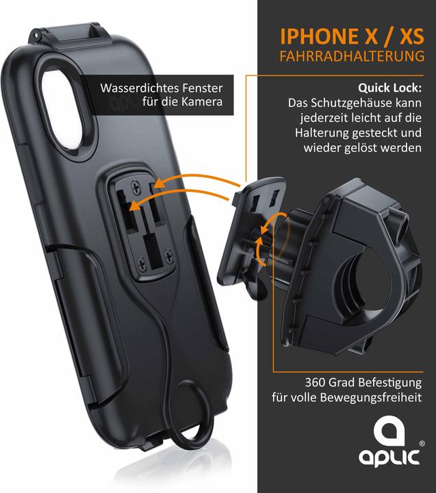 Actual product image Aplic Mobile holder, bike holder with protective cover for Iphone X & XS, splash water protection