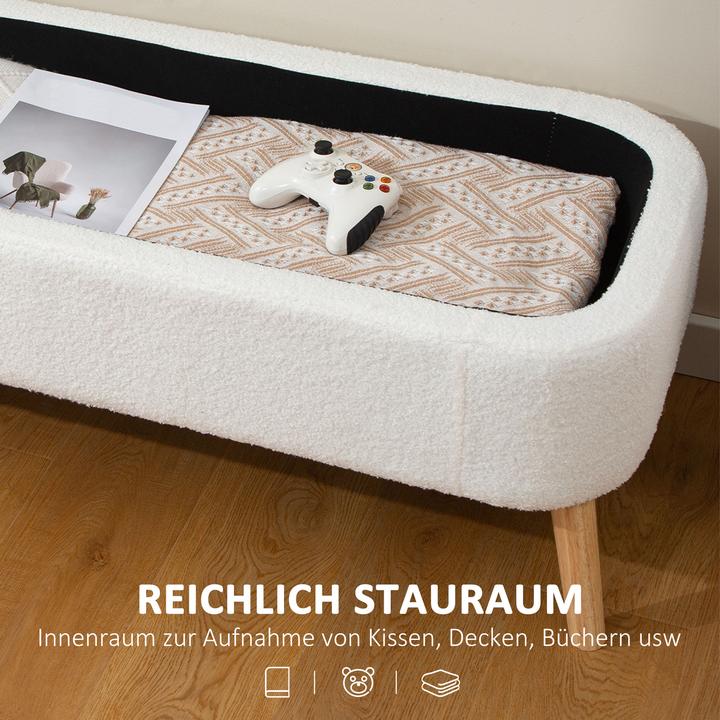 Image du produit Homcom Sitzbank Polyester, Kautschukholz Cremeweiss (42 cm)