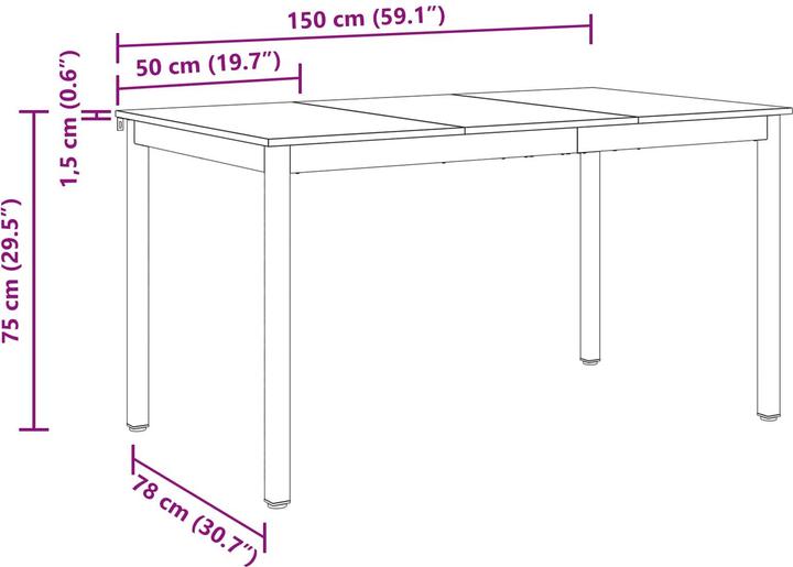 Produktbild vidaXL Esstisch (150 x 90 x 75 cm)