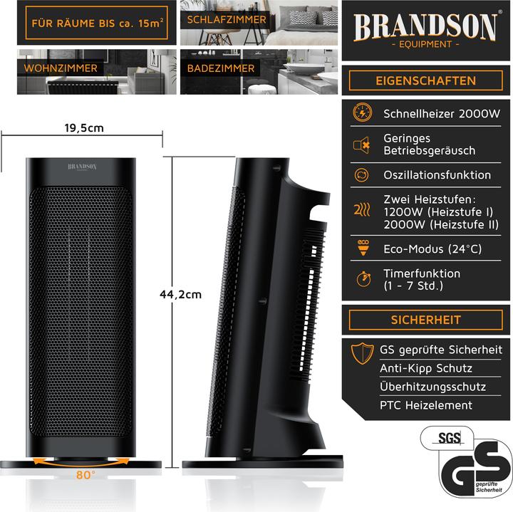 Actual product image Brandson Fan heater (2000 W)