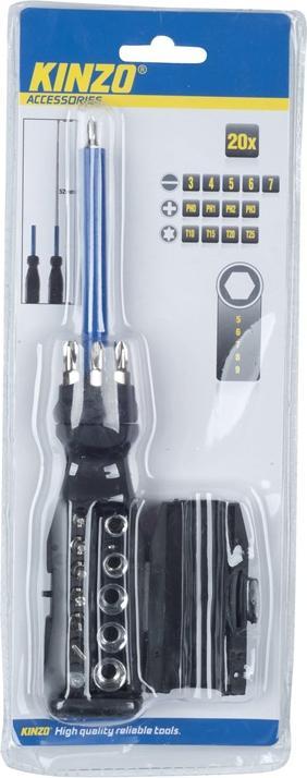 Kinzo Schraubendreher mit Bit-Set (Phillipps kruissleuf (PH), Schroeven met sleufkop, Zeshoekig)