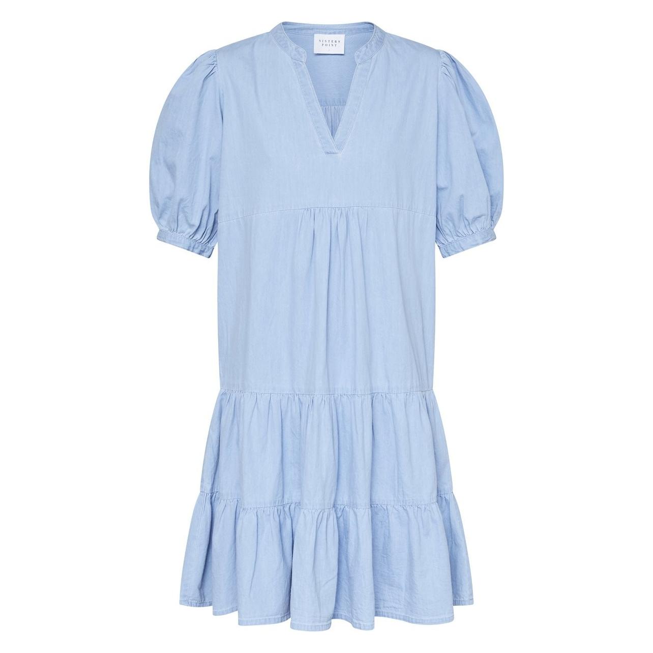 Sisters Point, Vrouwen, Jurken, Inusa-dr - Dames Jurk - L. Blue Wash - Maat M, Blauw, (M)
