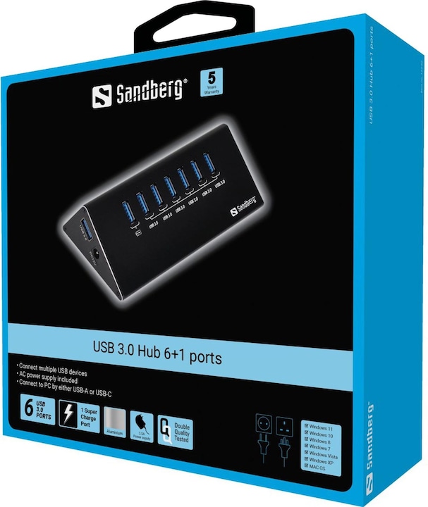Produktbild Sandberg USB 3.0 Hub (USB-A, 7 Ports)